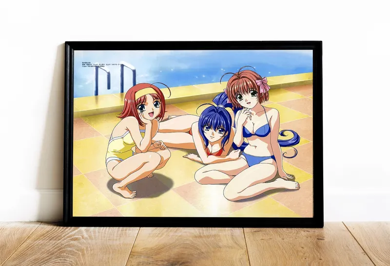 Постер «Беспокойные сердца. Мицуки, Харука и Аканэ» на стене в офисе