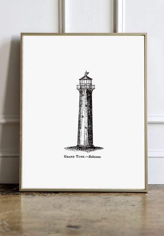 Постер «Маяки - Маяк Гранд-Тёрк» над диваном в гостиной