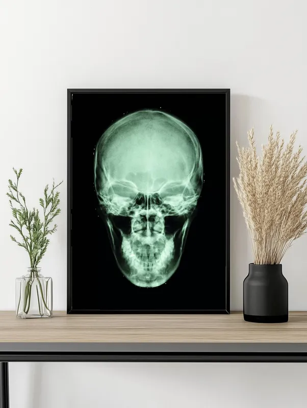 Постер «Череп» на стене в офисе