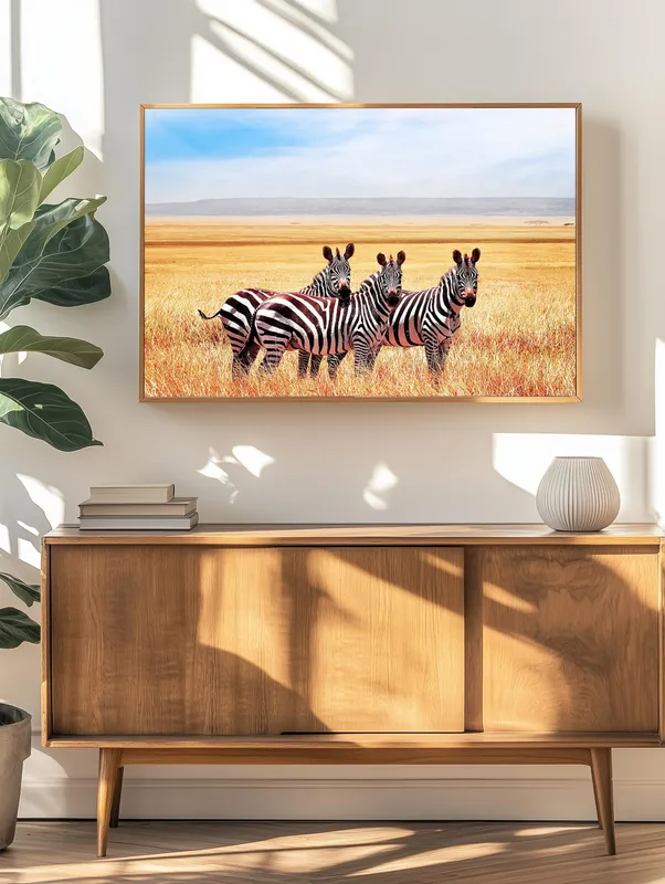 Постер «Три зебры» на стене в офисе