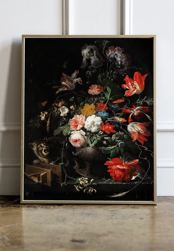 Постер «Перевернутый букет» на стене в офисе