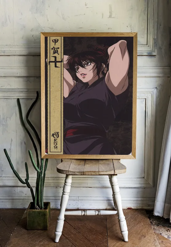 Постер «Василиск. Кисараги» над диваном в гостиной