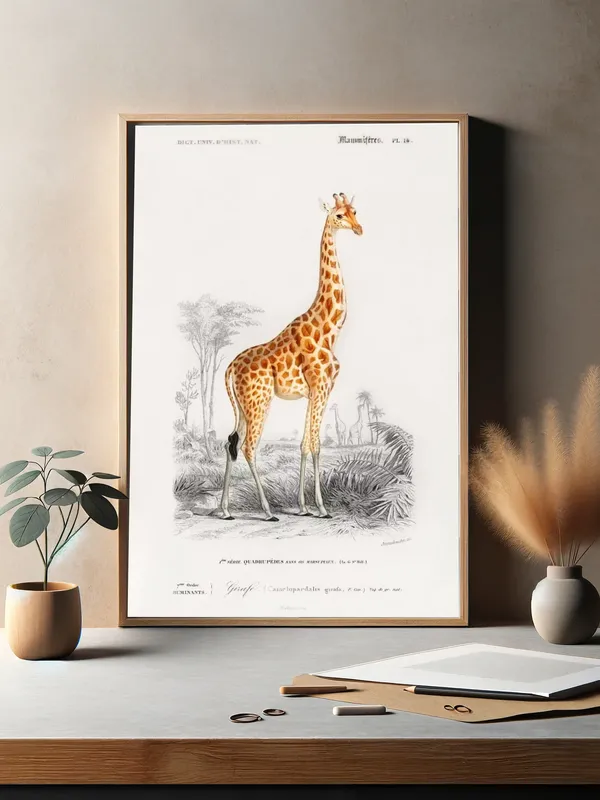 Постер «Жираф - Грациозный жираф» на стене в офисе
