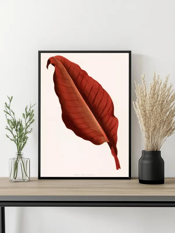 Постер «Листья - Канна» над диваном в гостиной