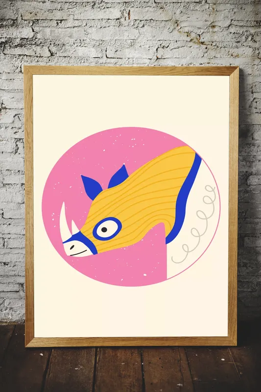 Постер «Постер Носорог» на стене в офисе