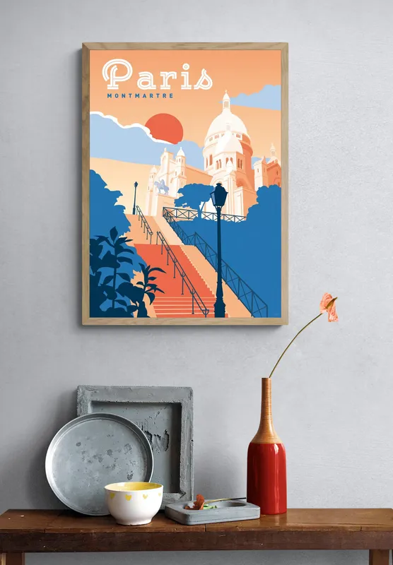 Постер «Романтика в Париже» на стене в офисе