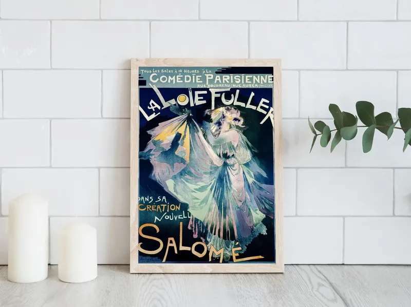 Постер «Афиша - Комедия Парижанка с портретом Луи Фуллер» на стене в офисе