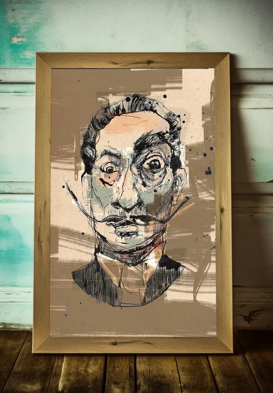 Постер «Рисунок Карандашом - Сальвадор Дали» на стене в офисе