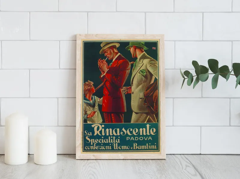 Постер «La Rinascente» на стене в офисе