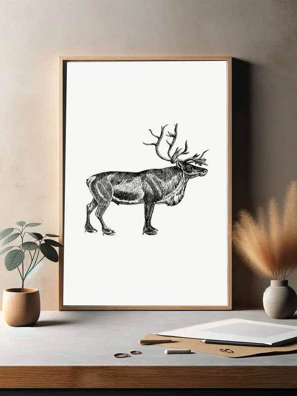 Постер «Олени - Северный олень» на стене в офисе