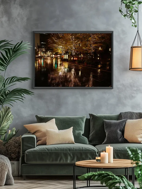 Постер «Ночная осень» на стене в офисе