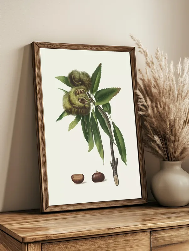 Постер «Деревья - Ветвь каштана» на стене в офисе