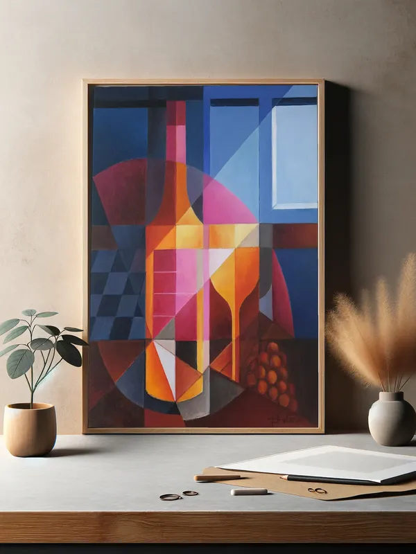 Постер «Авангардизм» над диваном в гостиной