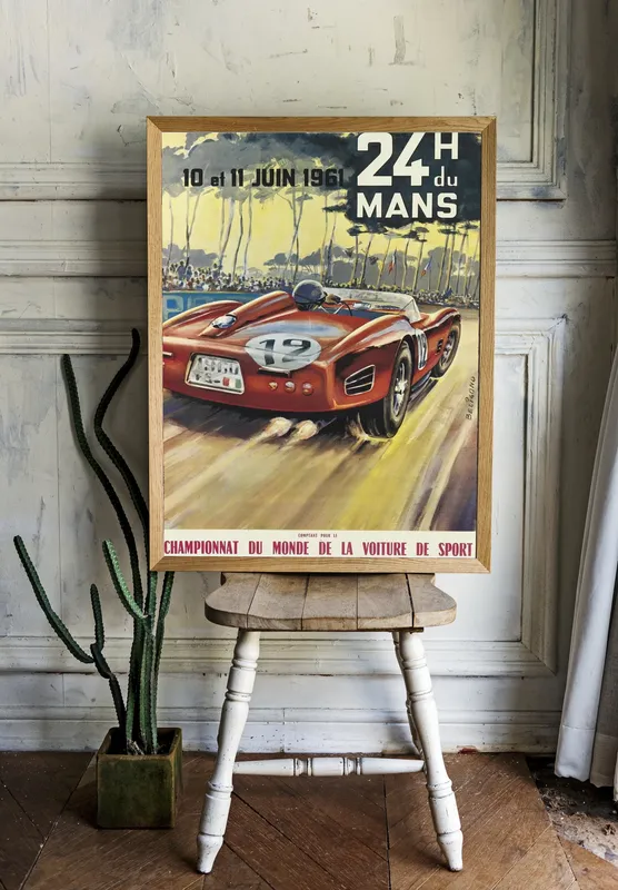 Постер «Афиша - Гонка в Лемане» на стене в офисе