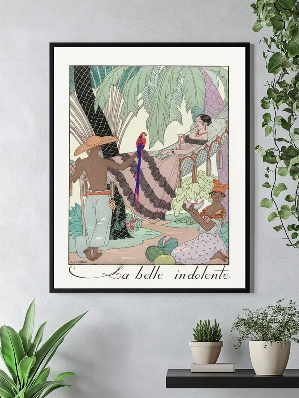 Постер «Афиша - La belle» над диваном в гостиной