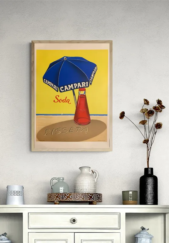 Постер «Рекламный плакат - Напиток Campari Soda Disseta» на стене в офисе