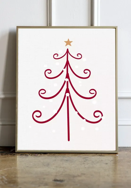 Постер «Новый Год - Вензельная елочка» над диваном в гостиной