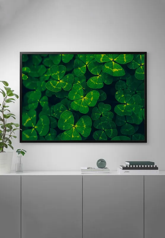 Постер «Лист клевера» на стене в офисе