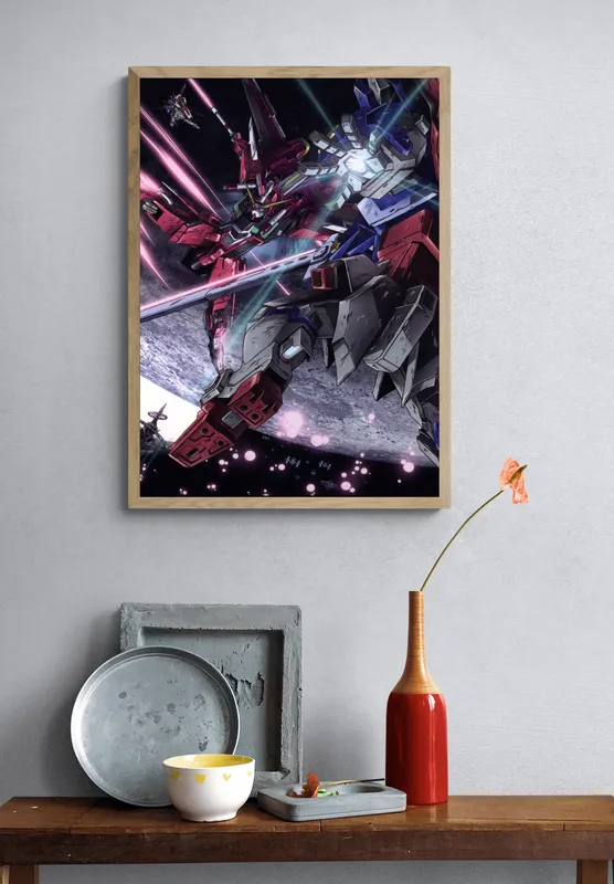 Постер «Гандам. Сильная рука воина» на стене в офисе