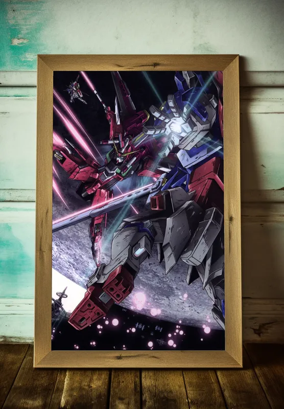 Постер «Гандам. Сильная рука воина» над диваном в гостиной