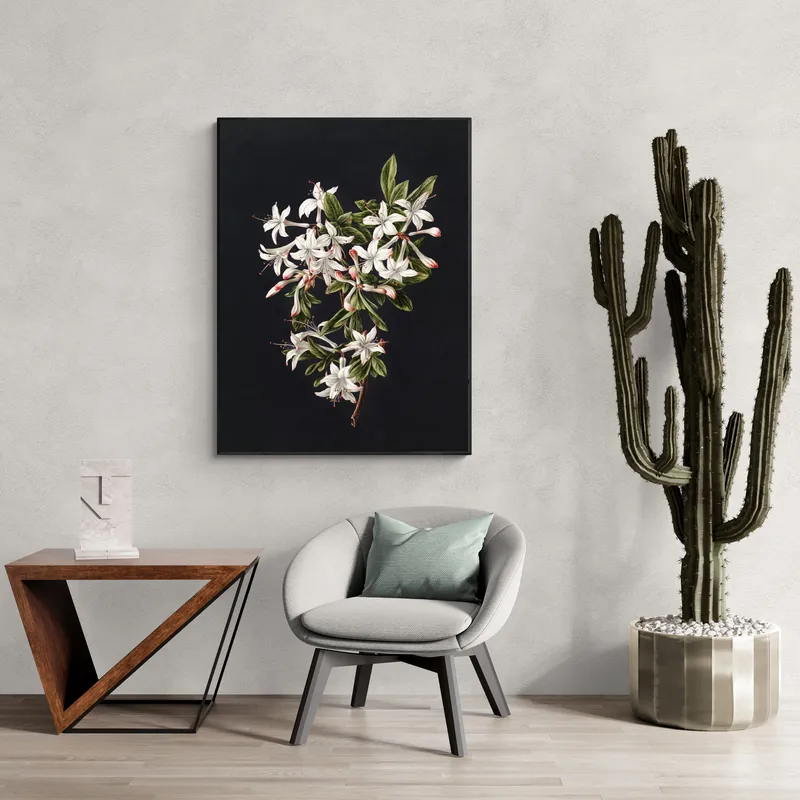 Постер «Ветка цветущей азалии» на стене в офисе