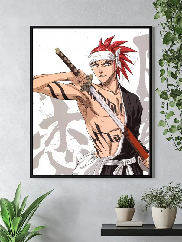 Постер «Блич. Синигами Рендзи» над диваном в гостиной